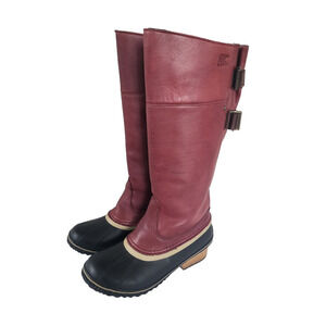 Sorel Slimpack Riding Boots Tall Waterproof Brown Leather Rubber Equestrian Sz 7